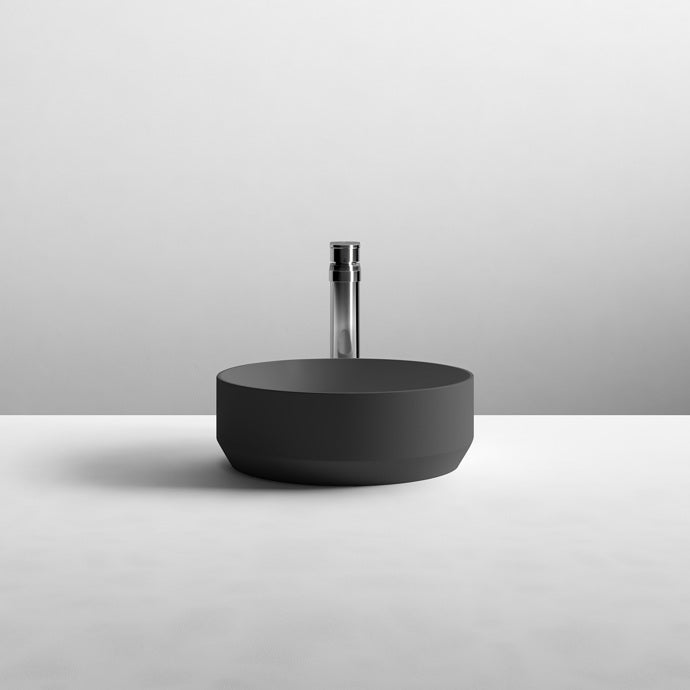 Hudson Reed Matt Black Luxe Round Counter Top Vessel Basin - 350 x 350mm