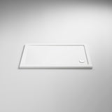 Nuie Pearlstone Rectangular Gloss White Stone Resin Shower Tray