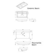 Nuie Lunar 800 x 445mm Wall Hung Vanity Unit With 1 Drawer & Basin