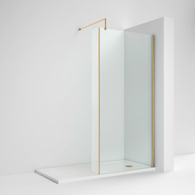 Nuie Wetroom Screen 215mm Fixed Return For Wetroom Screen (1850mm High) - Brushed Brass