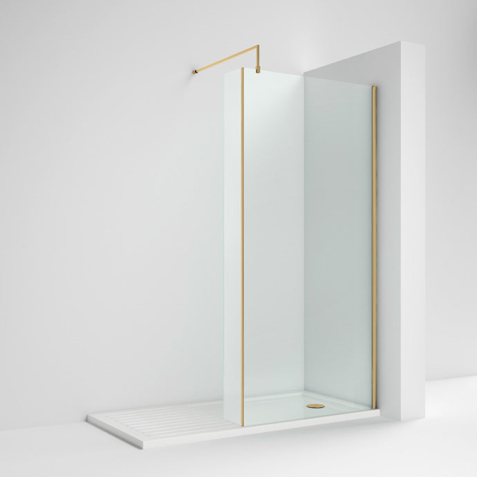 Nuie Wetroom Screen 215mm Fixed Return For Wetroom Screen (1850mm High) - Brushed Brass