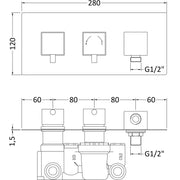 Jenson Square 2 Outlet Concealed Thermostatic Valve With Integrated Outlet