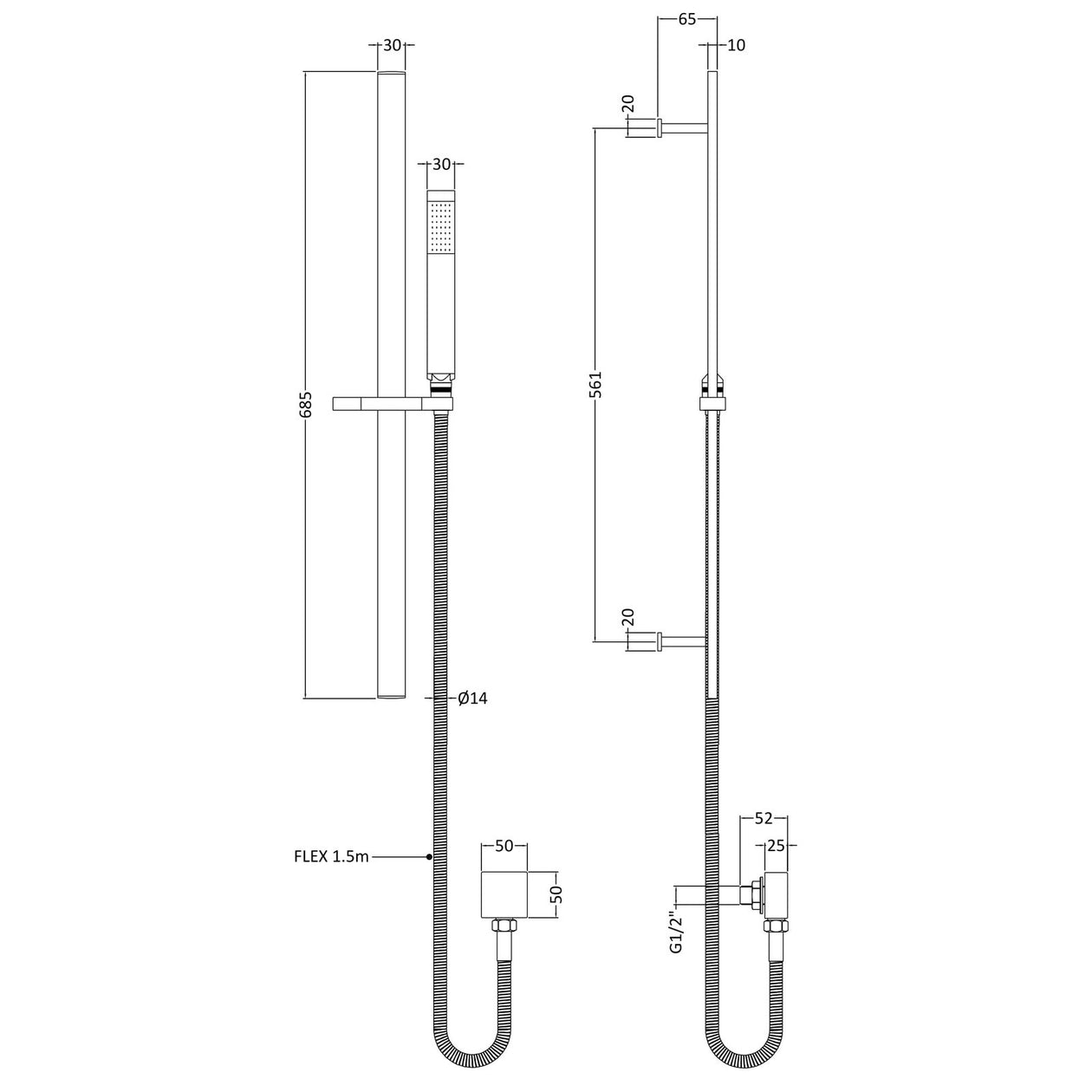 Cape Black Concealed Shower Package With Rail Kit