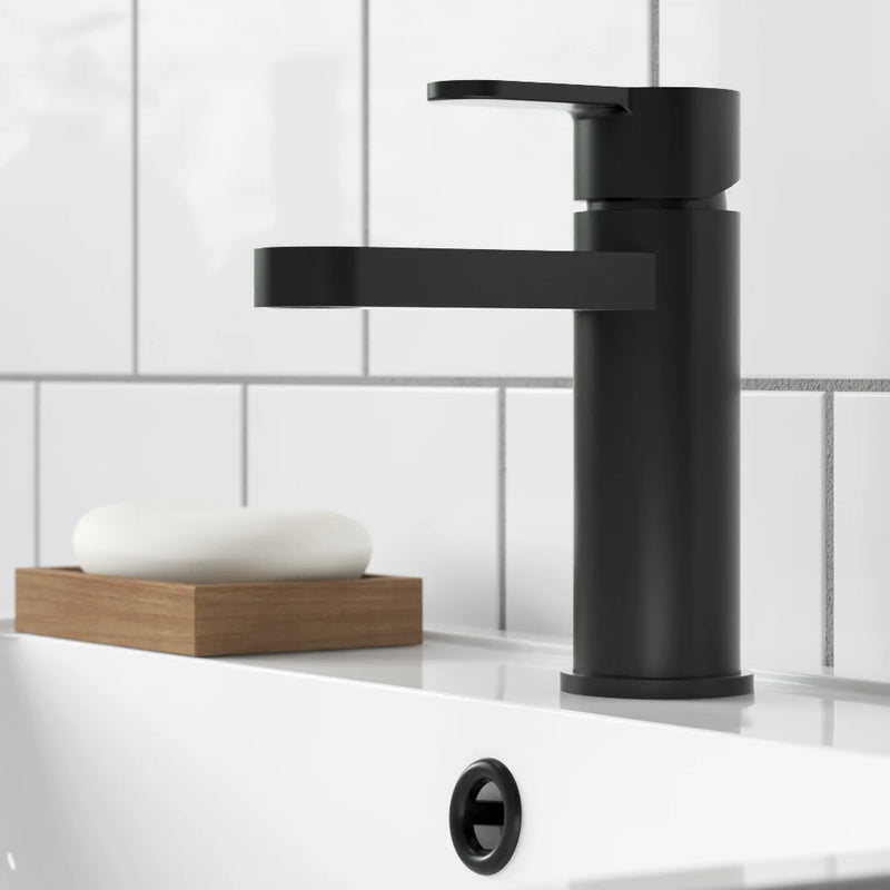 Lana Black Basin Mixer With Push Open Waste