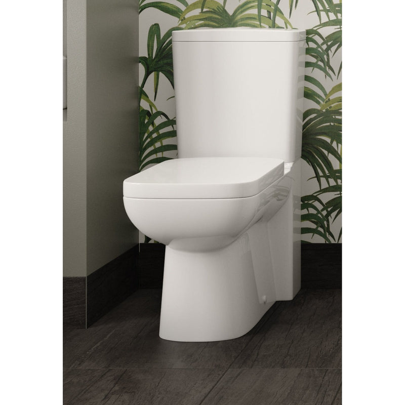 Hudson Reed Arlo Compact Close Coupled Flush To Wall Toilet & Soft Close Seat