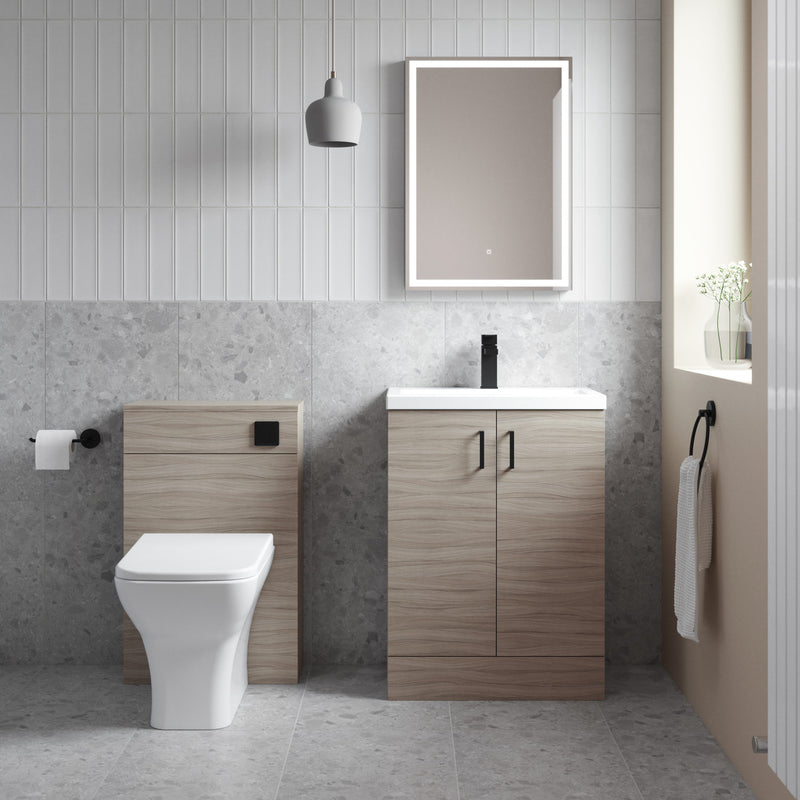 Nuie Arno 500 x 383mm Floor Standing Vanity Unit With 2 Doors & Ceramic Basin