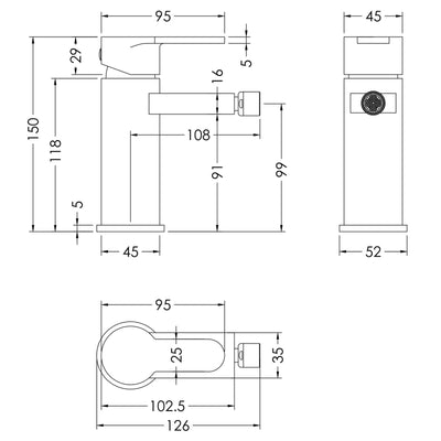 Lana Bidet Mixer With Pop Up Waste