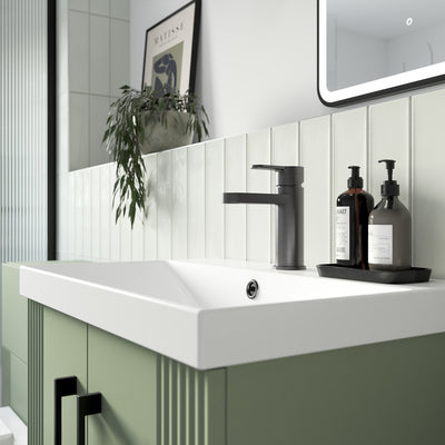 Nuie Deco 600 x 383mm Wall Hung Vanity Unit With 1 Drawer & Ceramic Basin