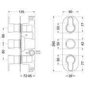 Lana 2 Outlet Concealed Thermostatic Valve With 3 Handles