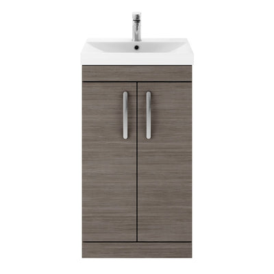 Cape 500mm Floor Standing 2 Door Vanity Unit & Thin Edge Basin - Anthracite Woodgrain