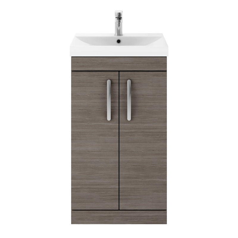 Cape 500mm Floor Standing 2 Door Vanity Unit & Thin Edge Basin - Anthracite Woodgrain