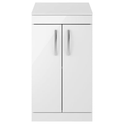 Cape 500mm Floor Standing 2 Door Vanity Unit & Worktop - Gloss White