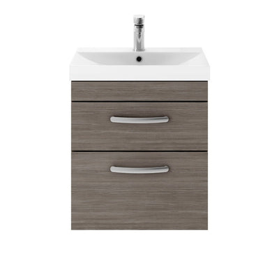 Cape 500mm Wall Hung 2 Drawer Vanity Unit & Thin Edge Basin - Anthracite Woodgrain