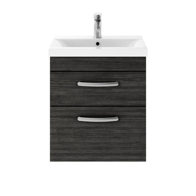 Cape 500mm Wall Hung 2 Drawer Vanity Unit & Mid-Edge Basin - Charcoal Black