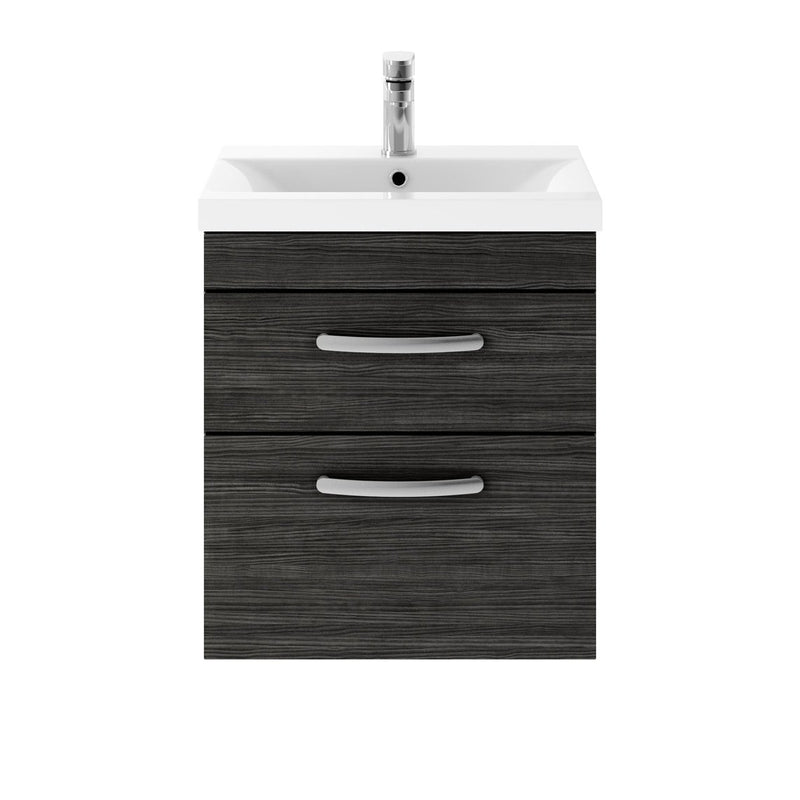 Cape 500mm Wall Hung 2 Drawer Vanity Unit & Mid-Edge Basin - Charcoal Black