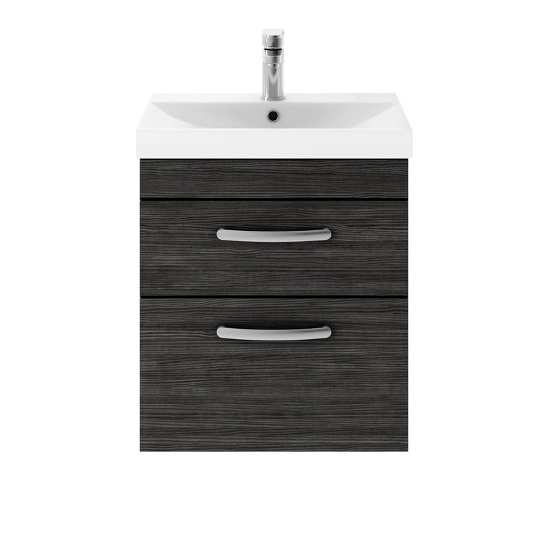 Cape 500mm Wall Hung 2 Drawer Vanity Unit & Thin Edge Basin - Charcoal Black