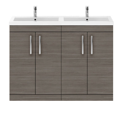 Cape 1200mm Floor Standing 4 Door Vanity Unit & Double Resin Basin - Anthracite Woodgrain