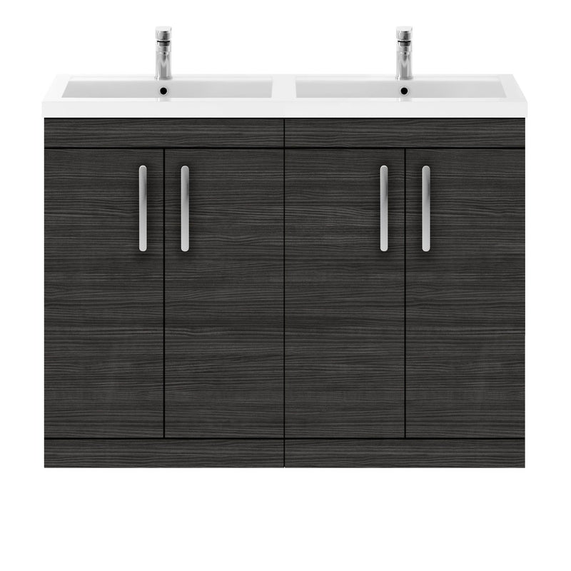 Cape 1200mm Floor Standing 4 Door Vanity Unit & Double Resin Basin - Charcoal Black