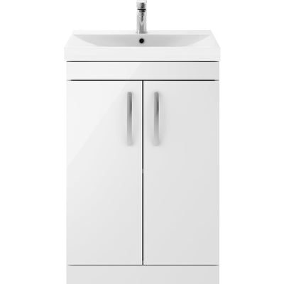 Cape 600mm Floor Standing 2 Door Vanity Unit & Thin Edge Basin - Gloss White