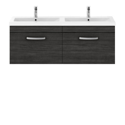 Cape 1200mm Wall Hung 2 Drawer Vanity Unit & Double Ceramic Basin - Charcoal Black