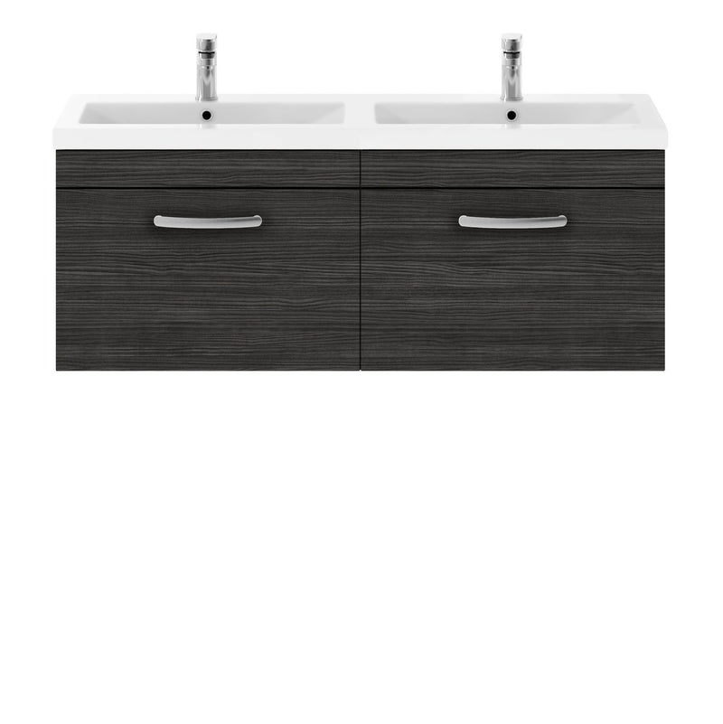 Cape 1200mm Wall Hung 2 Drawer Vanity Unit & Double Ceramic Basin - Charcoal Black