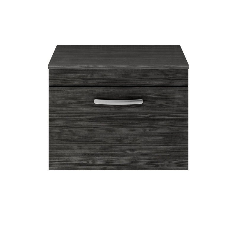 Cape 600mm Wall Hung Single Drawer Vanity Unit & Worktop - Charcoal Black