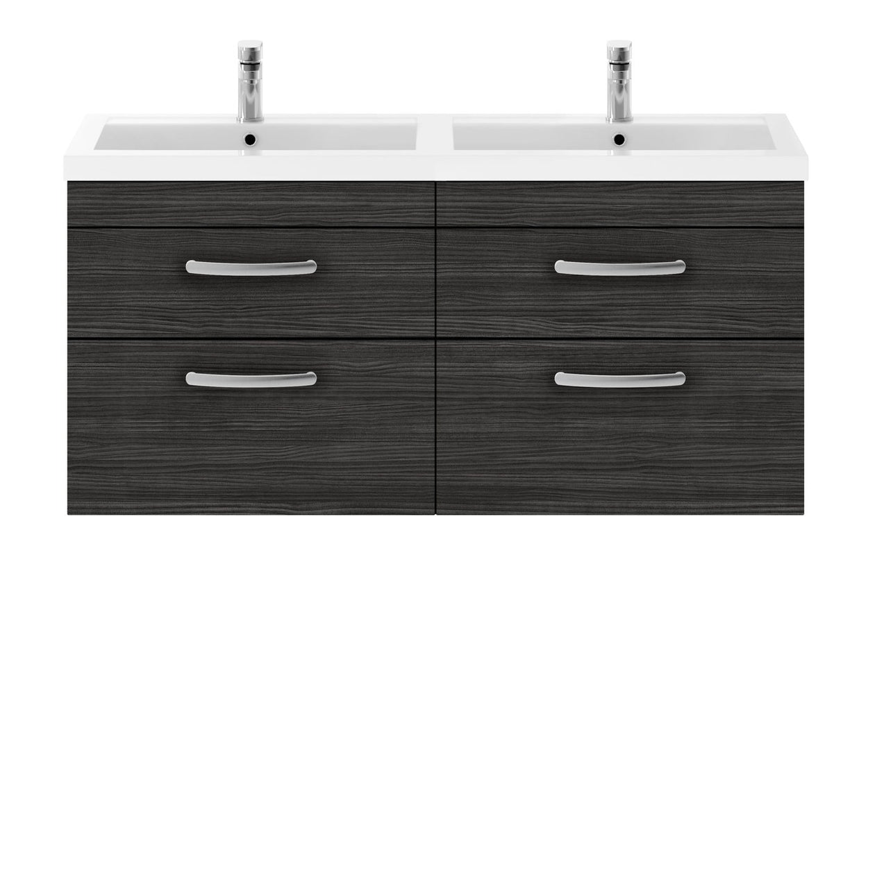 Cape 1200mm Wall Hung 4 Drawer Vanity Unit & Double Resin Basin - Charcoal Black