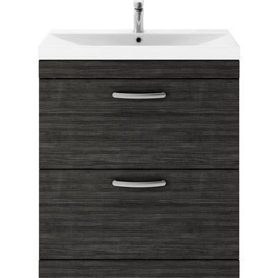 Cape 800mm Floor Standing 2 Drawer Vanity Unit & Thin Edge Basin - Charcoal Black