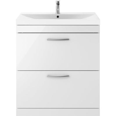 Cape 800mm Floor Standing 2 Drawer Vanity Unit & Thin Edge Basin - Gloss White