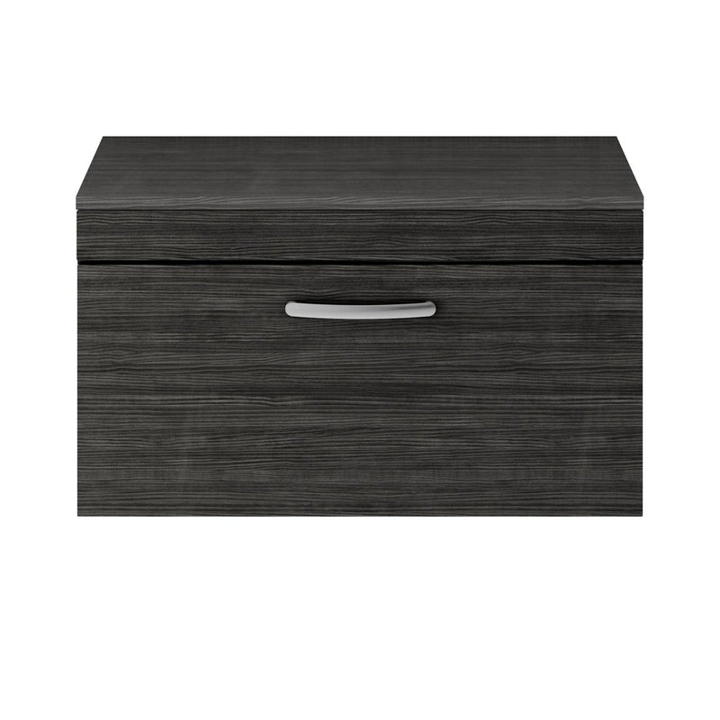 Cape 800mm Wall Hung Single Drawer Vanity Unit & Worktop - Charcoal Black