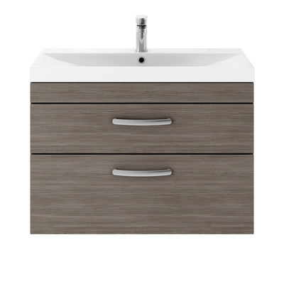 Cape 800mm Wall Hung 2 Drawer Vanity Unit & Thin Edge Basin - Anthracite Woodgrain