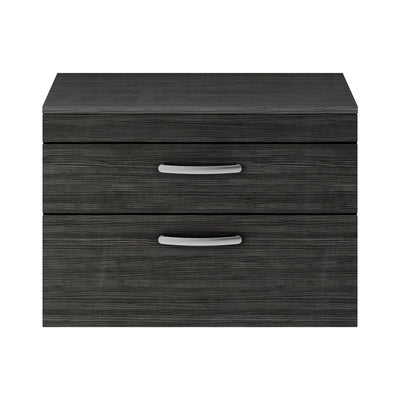 Cape 800mm Wall Hung 2 Drawer Vanity Unit & Worktop - Charcoal Black