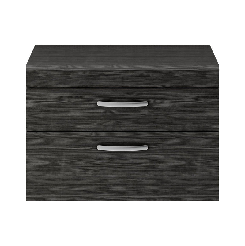 Cape 800mm Wall Hung 2 Drawer Vanity Unit & Worktop - Charcoal Black