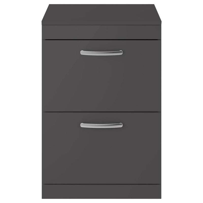 Cape 600mm Floor Standing 2 Drawer Vanity Unit & Worktop - Gloss Grey