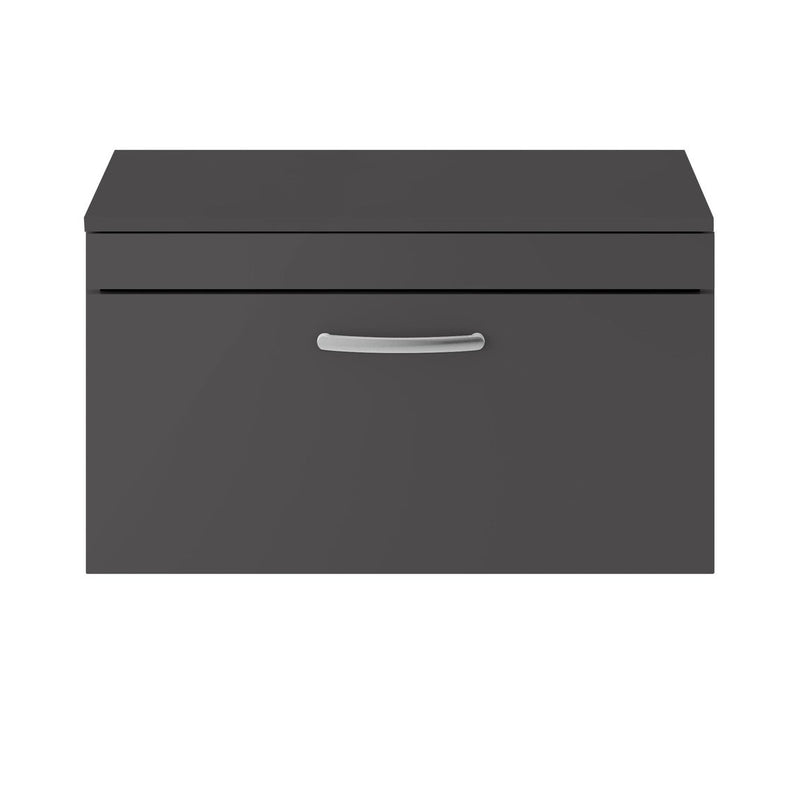 Cape 800mm Wall Hung Single Drawer Vanity Unit & Worktop - Gloss Grey