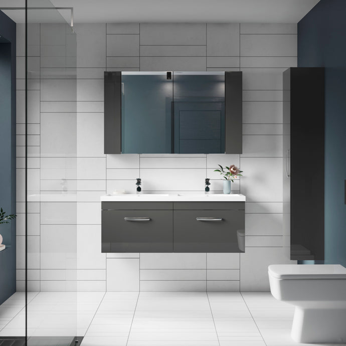 Cape 300mm Tall Unit With 1 Door - Gloss Grey