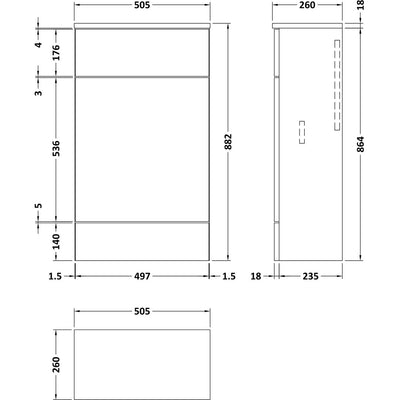 Hudson Reed Fusion Floor Standing Slimline 500mm WC Unit With Matching Top