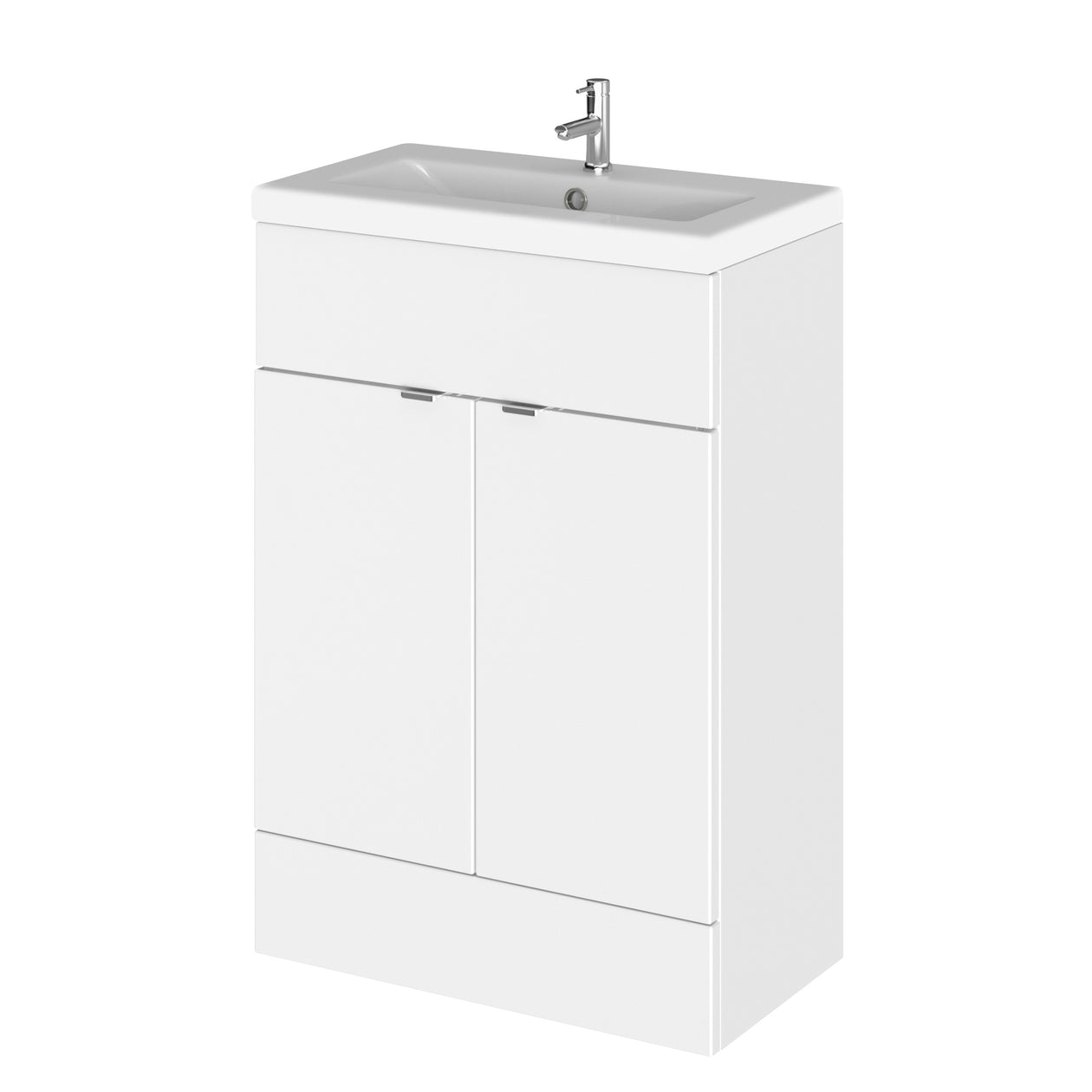 Hudson Reed Fusion Floor Standing 600mm Vanity Unit & Basin - Ceramic - White Gloss