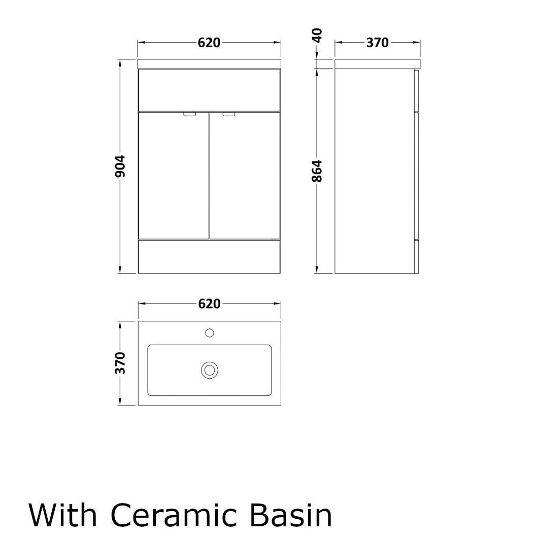 Hudson Reed Fusion Floor Standing 600mm Vanity Unit & Basin