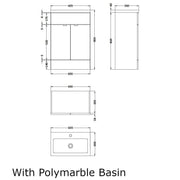 Hudson Reed Fusion Floor Standing 600mm Vanity Unit & Basin