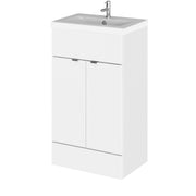 Hudson Reed Fusion Floor Standing 500mm Vanity Unit & Basin - Ceramic - White Gloss