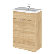 Hudson Reed Fusion Floor Standing 600mm Vanity Unit & Basin - Ceramic - Natural Oak