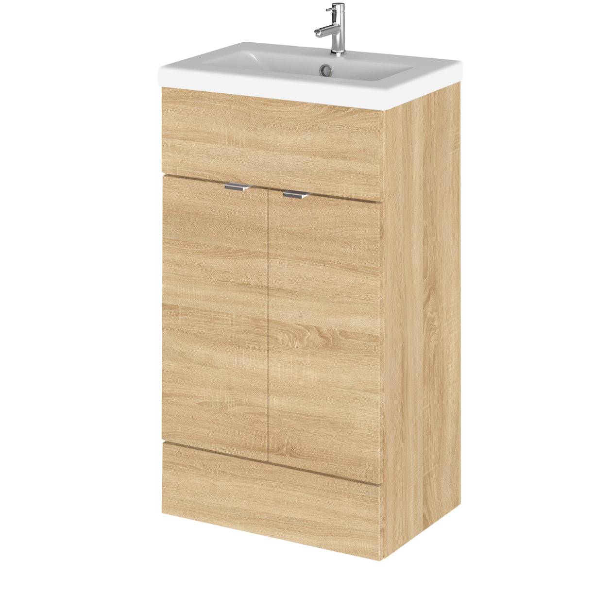 Hudson Reed Fusion Floor Standing 500mm Vanity Unit & Basin - Ceramic - Natural Oak