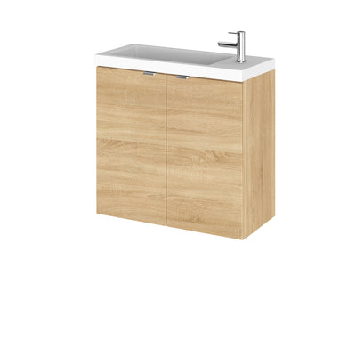 Hudson Reed Fusion Wall Hung Slimline 600mm Vanity Unit & Basin - Natural Oak