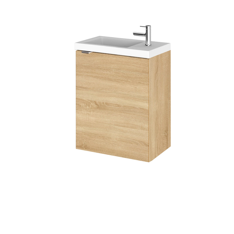 Hudson Reed Fusion Wall Hung Slimline 400mm Vanity Unit & Basin - Natural Oak