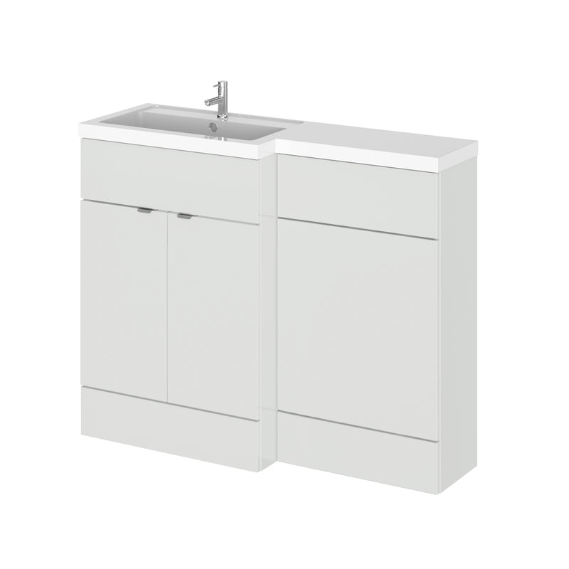 Hudson Reed Fusion 1100mm Floorstanding Combination Unit With L Shaped Basin - Left Hand - Grey Mist Gloss