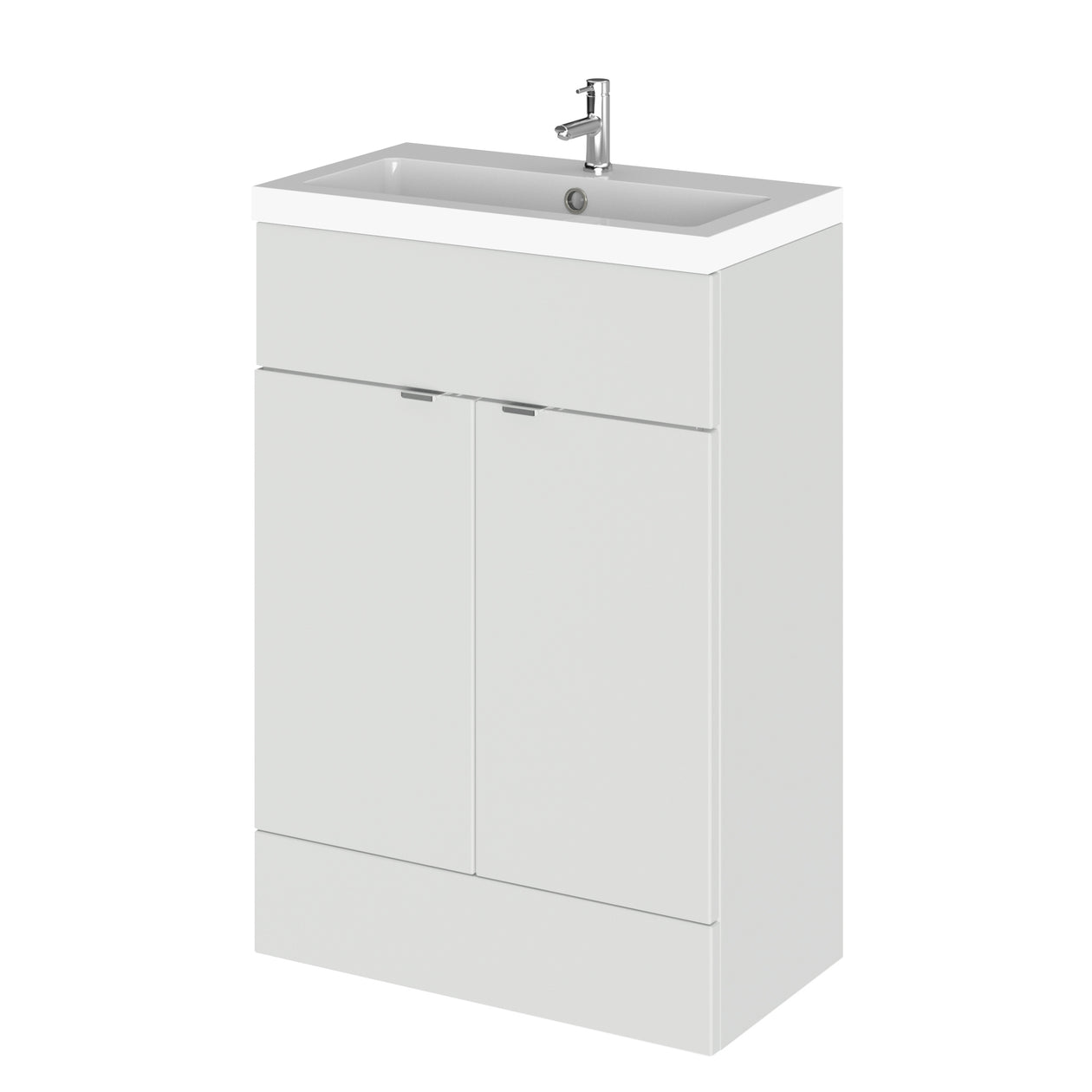Hudson Reed Fusion Floor Standing 600mm Vanity Unit & Basin - Polymarble - Grey Mist Gloss