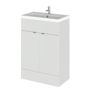 Hudson Reed Fusion Floor Standing 600mm Vanity Unit & Basin - Polymarble - Grey Mist Gloss
