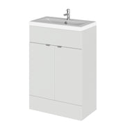 Hudson Reed Fusion Floor Standing 600mm Vanity Unit & Basin - Ceramic - Grey Mist Gloss