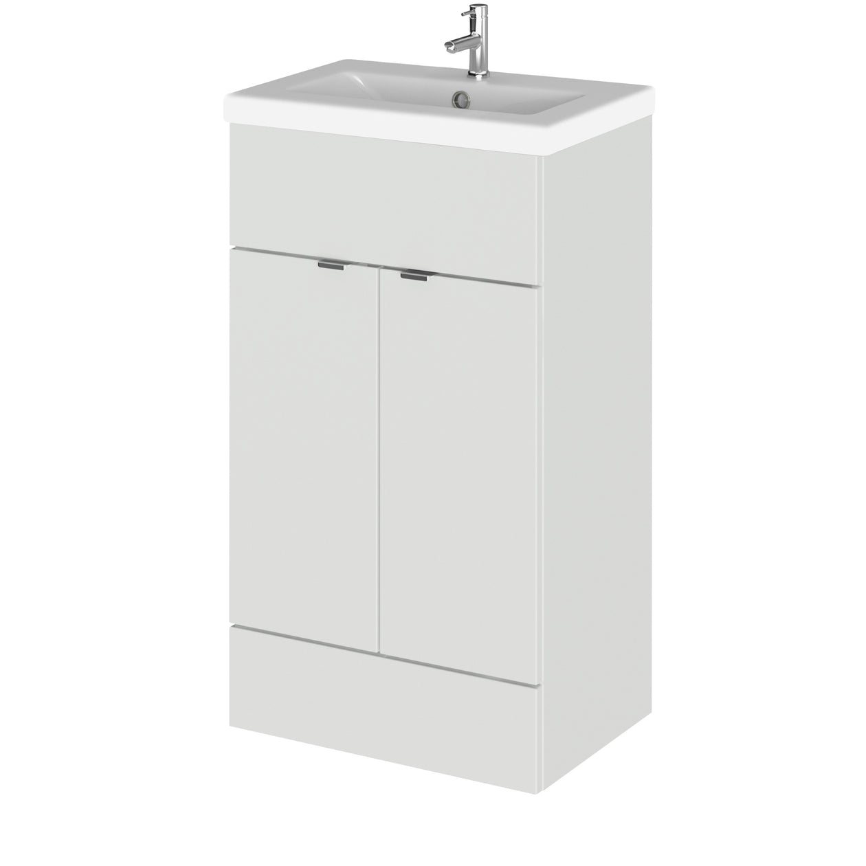 Hudson Reed Fusion Floor Standing 500mm Vanity Unit & Basin - Ceramic - Grey Mist Gloss